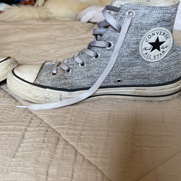 Silver and grey converse high tops. - Picture 2 of 7